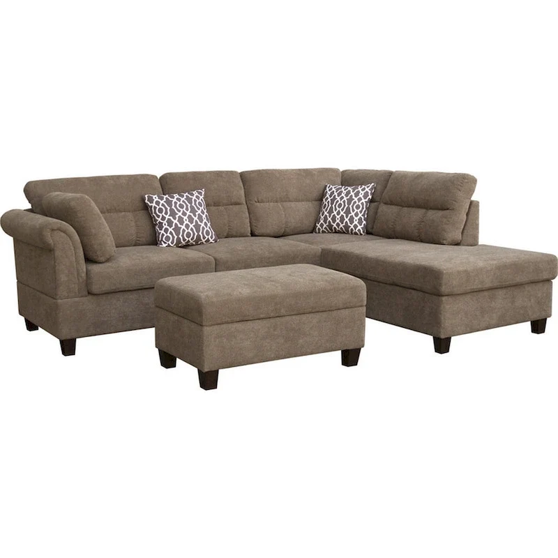 Sectional Sofa with Chaise and Storage Ottoman