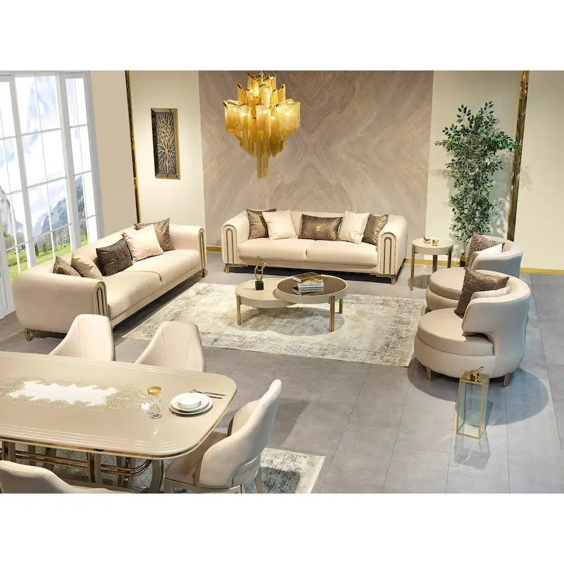 Parisle 4 Pieces Living Room Sets 2 Sofa 2 Chair 1 Coffe Table