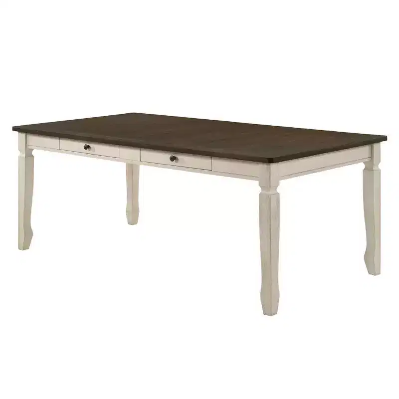78 Dining Table Weathered Oak/Cream Finish 2 Drawers Seats 6
