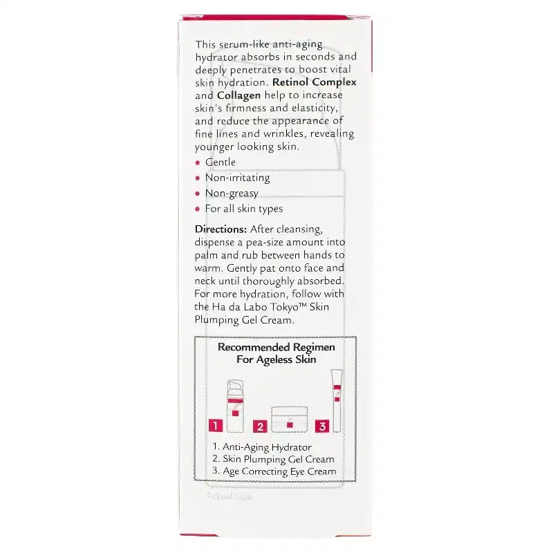 Hada Labo Tokyo Anti-Aging Hydrator Face Serum with Super Hyaluronic Acid - 1.7 floz: Fragrance-Free, For Oily To Dry Skin