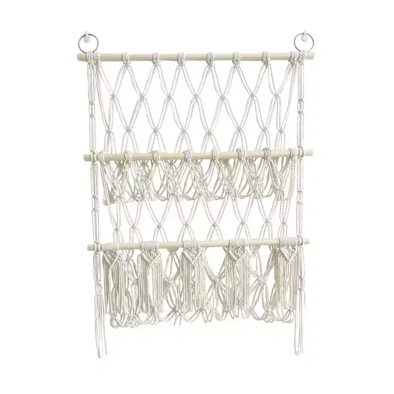 TROPOW Organizer per giocattoli di peluche, in rete boho macram, per bambini, sala giochi, camera da letto