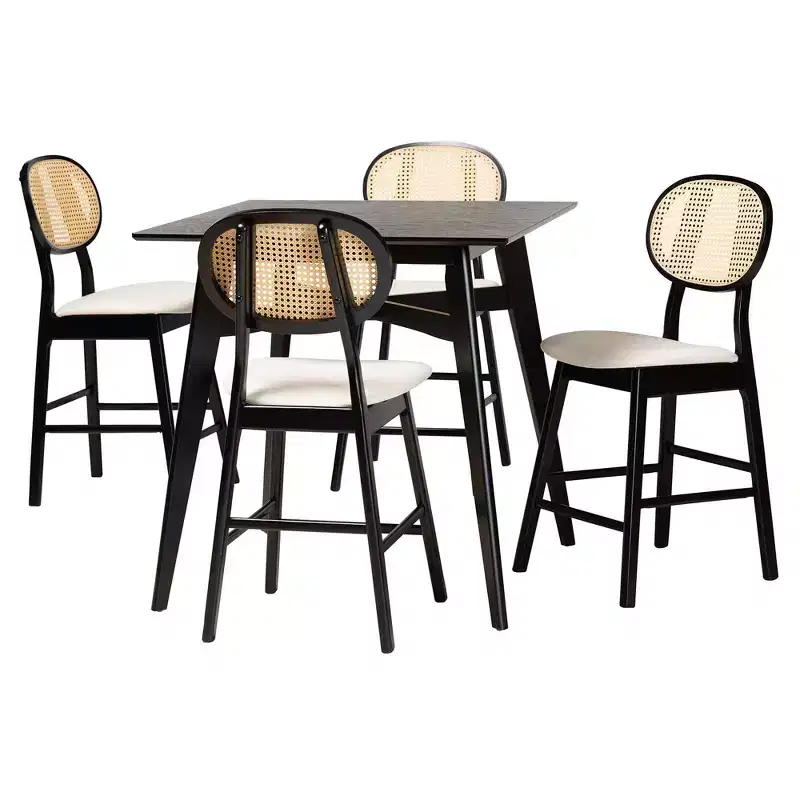 Baxton Studio Darrion Mid-Century Modern Wood 5-Piece Pub Set