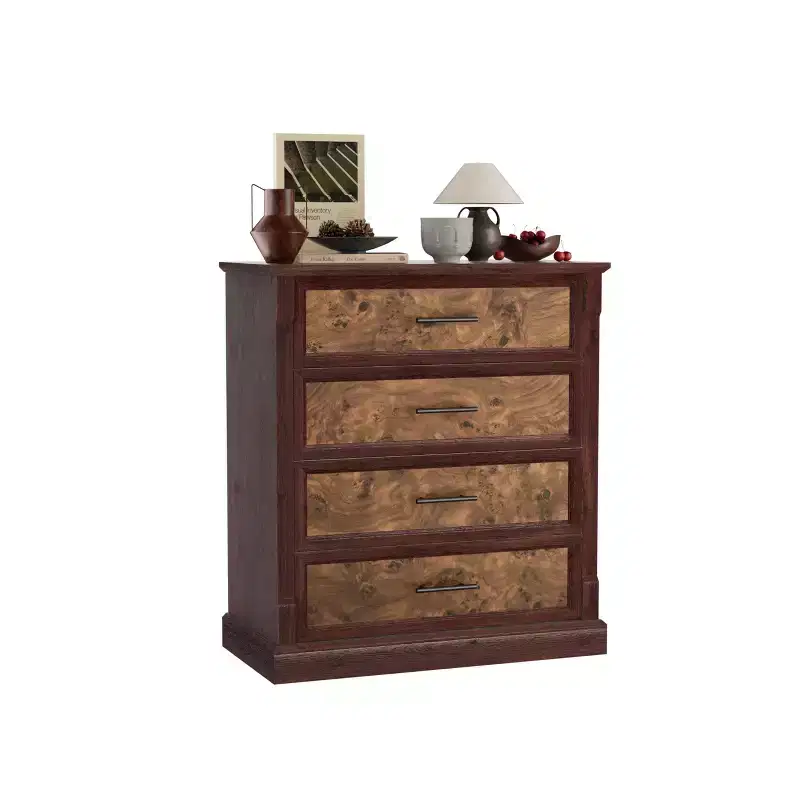 Dresser, Farmhouse 4 Drawer Tall Chest of Drawers with Metal Handles for Bedroom Living Room
