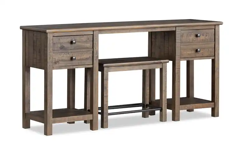 64 Country Pine Sofa Table with Storage - Homestead Brown