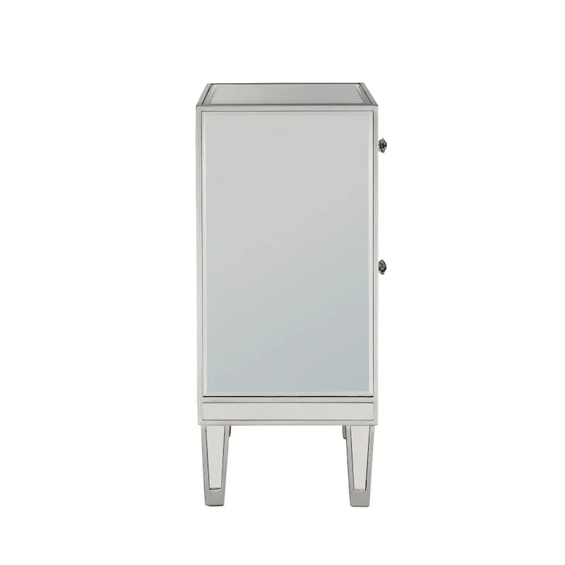 Mirrored 1-Drawer Nightstand with Wood Trim