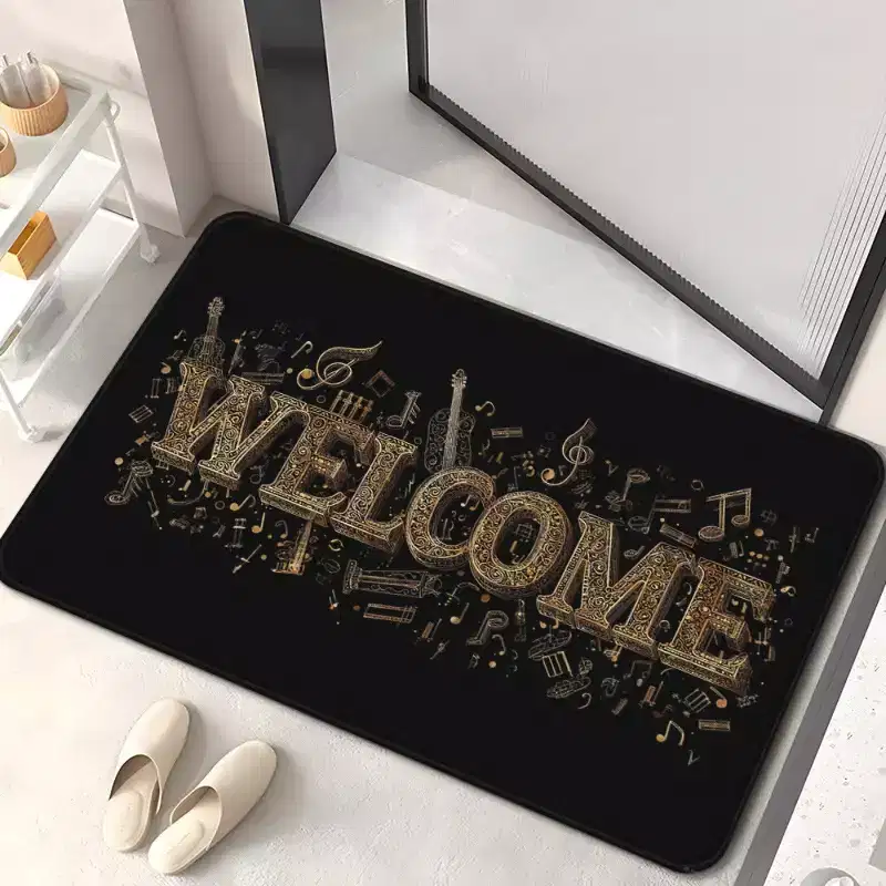 Lomsoe 1pc WELCOME Dark Lettering Door Mat & Floor Rug - Suitable for Entrance, Bathroom, Bedroom, Living Room.