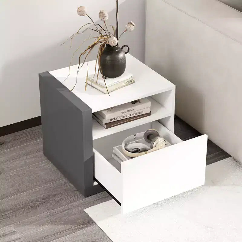 Costway Modern Minimalist Nightstand w/ Drawer Asymmetrical Bed Side Table End Table