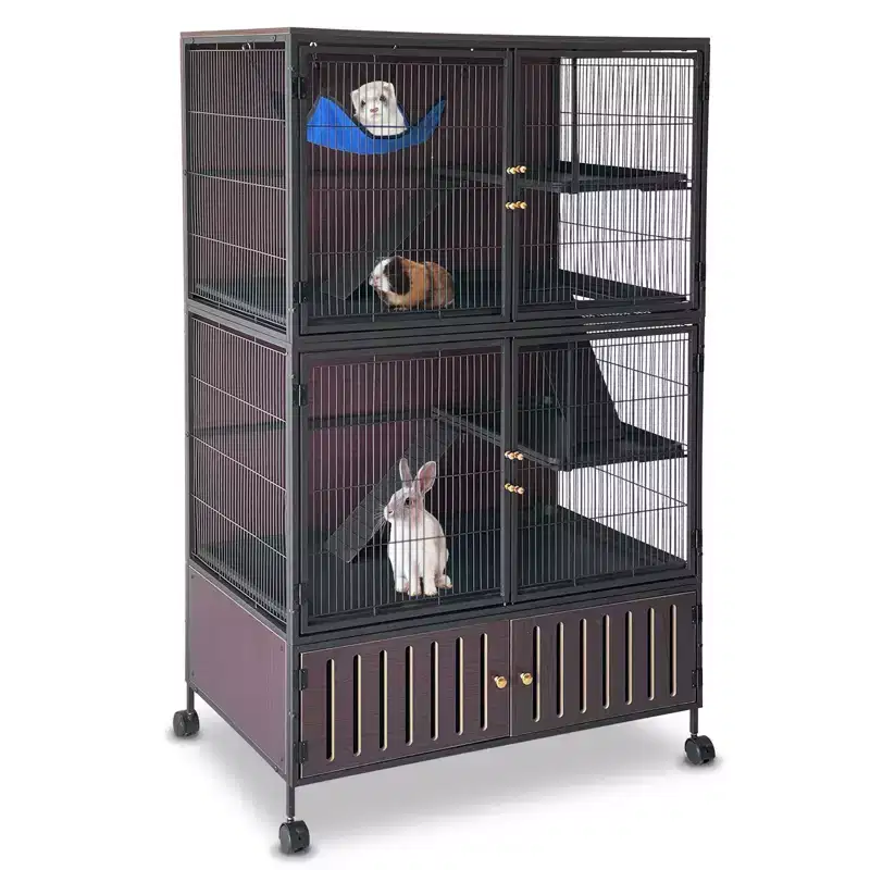 Metal Small Animal Cages, Rolling Chinchilla Cage with Removable Ramps for Ferret, Chinchilla, Sugar Glider, with Hammock & 5 Tiers, Removable Tray