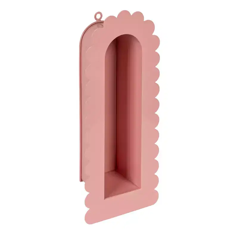 Storied Home Metal Wall Shelf with Scalloped Edge, Pink