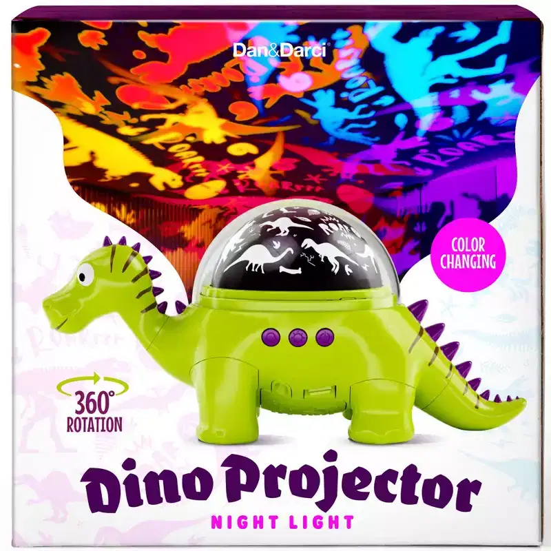 Dan&Darci Dino Projector Night Light - Color Changing, 360 Rotation, Dinosaur Design, Stocking Stuffer, Gifts for Boys