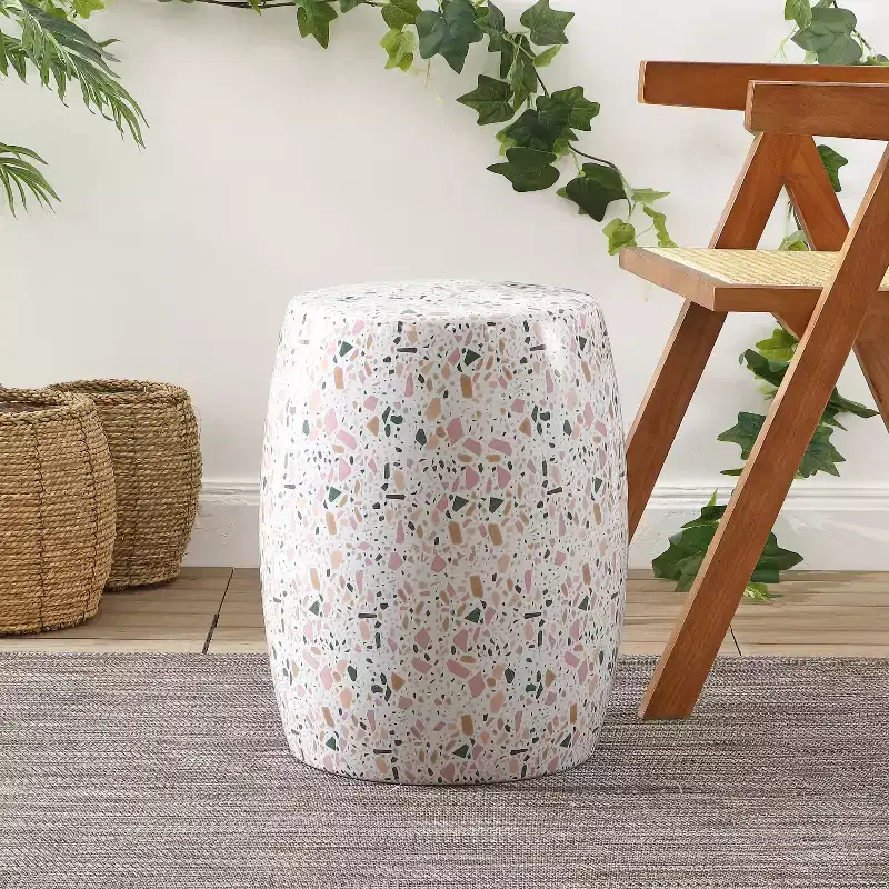 JONATHAN Y Chiara 17.5 Terrazzo Ceramic Garden Stool/Accent Table