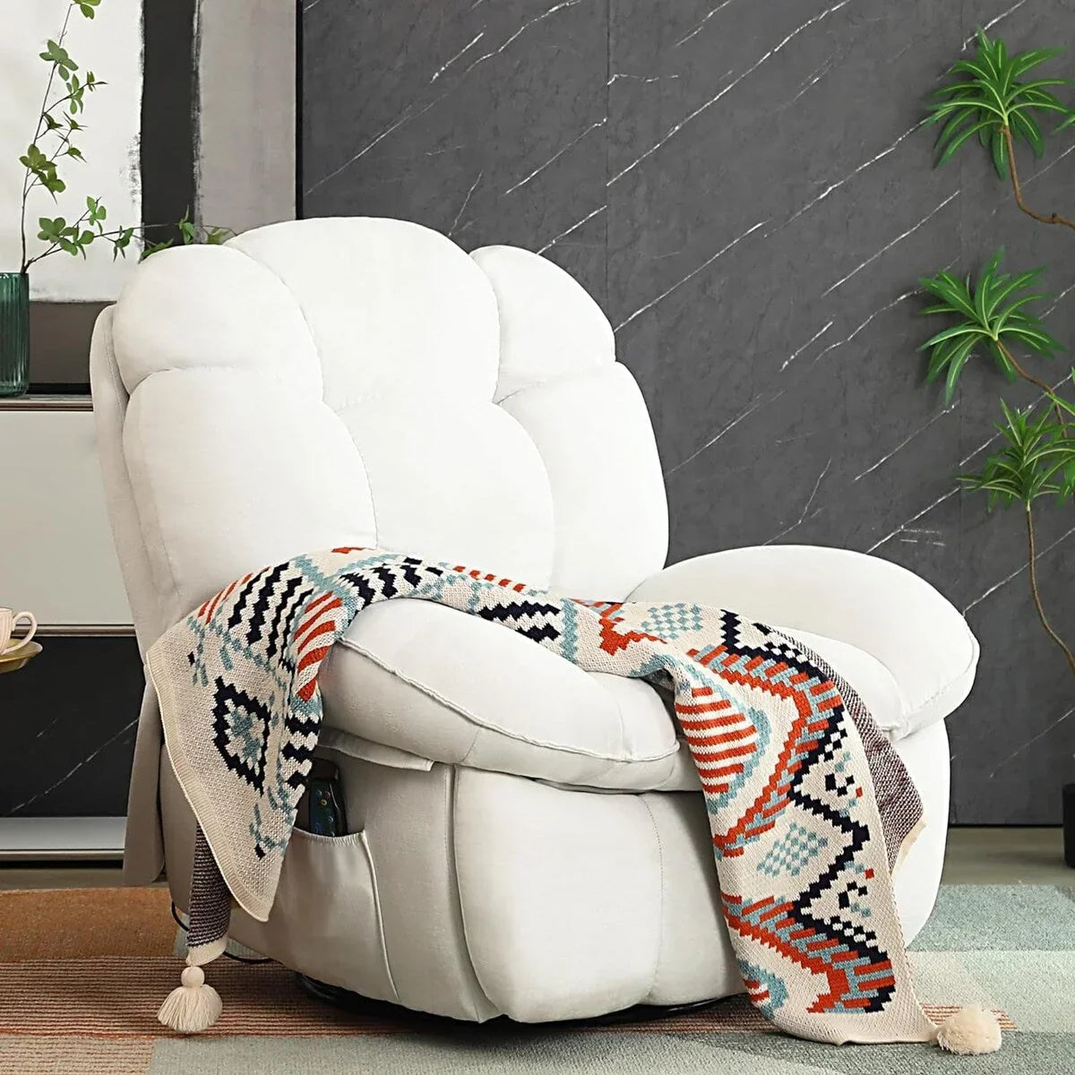 XINMICS Swivel Power Recliner Chair, Massage Rocker Recliners with Heated ,USB, USB-C and Side Pocket