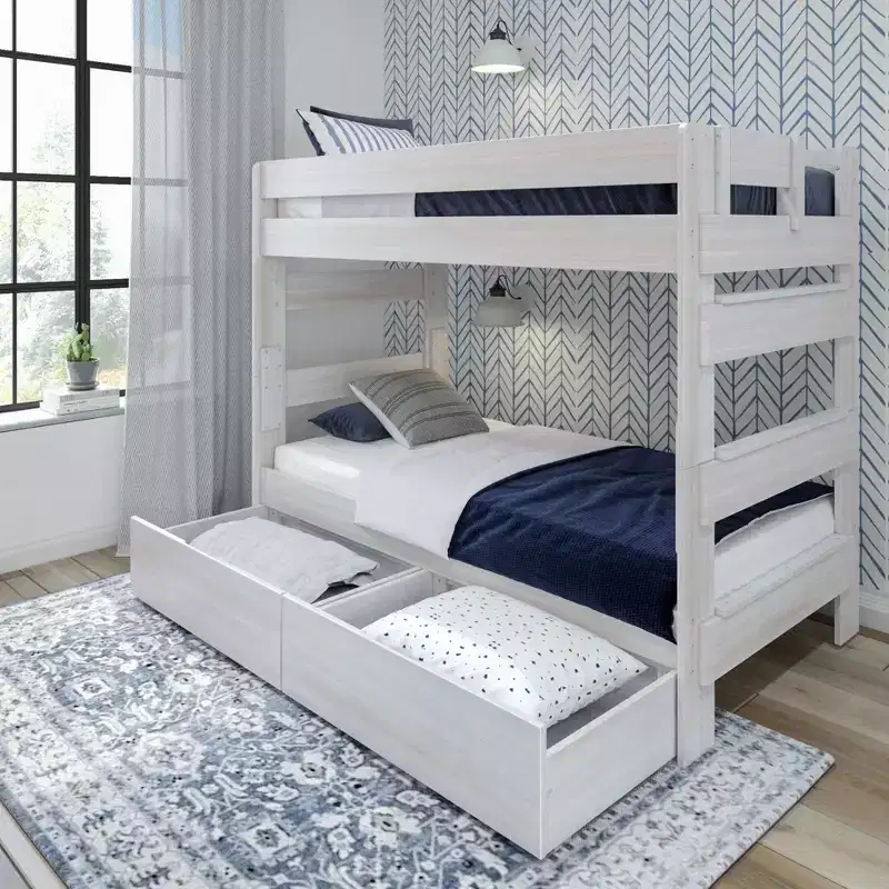 Plank+Beam Farmhouse Twin over Twin Bunk Bed with Storage Drawers