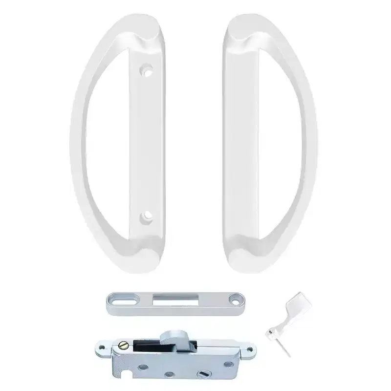 Brixwell 13-533w Patio Door Handle Set Lock Without Key White Finish