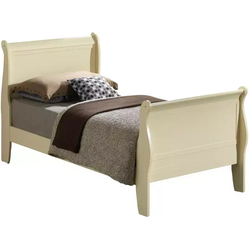 Passion Furniture Louis Philippe Twin Sleigh Bed with Headboard and Footboard