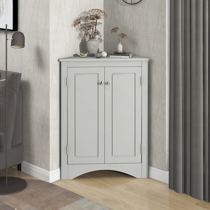 Corner Cabinet with 2 Doors and Adjustable Shelf - 31.5 H