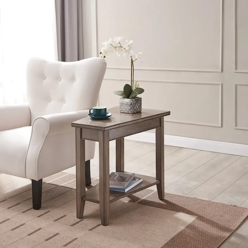 Recliner Wedge End Table with Display Shelf