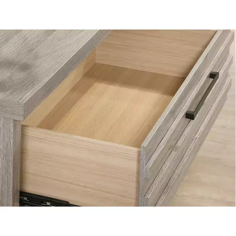 Alvear Contemporary Wood Nightstand with Metal Base, Weathered Gray