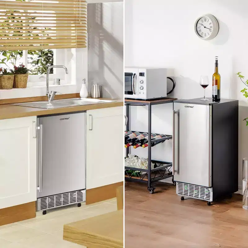 Costway Ice Maker Free-Standing/Under Counter Machine 80lbs/Day w/ Light