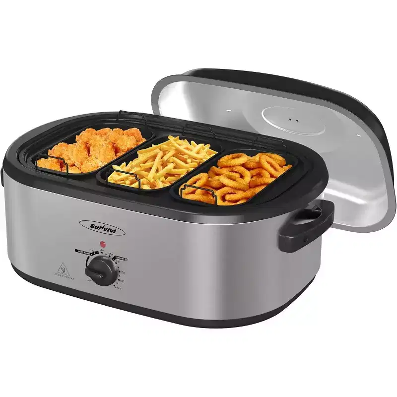 Heynemo Electric Roaster Oven, 20 QT Roaster with 3 Compartments and Self-Basting Lid, Turkey Roaster Oven with Removable Pan & Rack