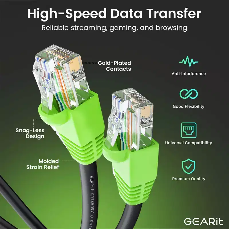 GEARit Cat6 CCA Outdoor Ethernet Cable for Direct Burial, Black