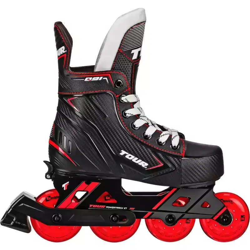 Tour Kids' Adjustable Inline and Roller Hockey Skates: Indoor/Outdoor Use, Padded Collar