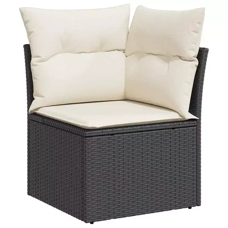 vidaXL Garden Sofa Black, Cream White