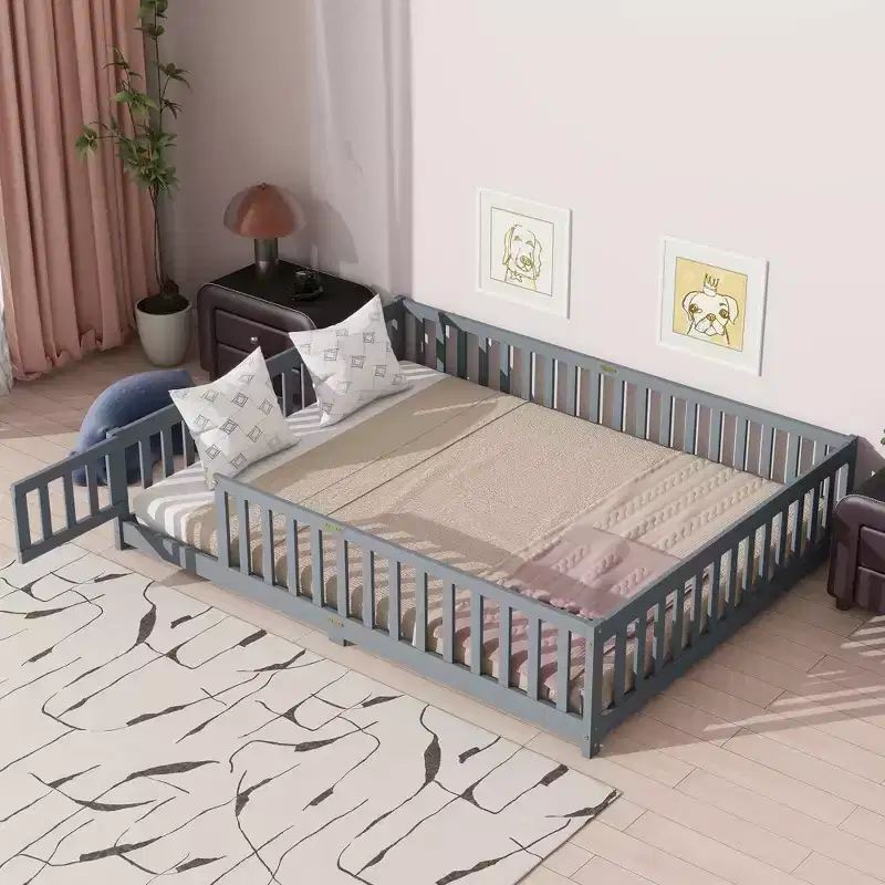 Linen Upholstered Platform Bed, Full, For 2