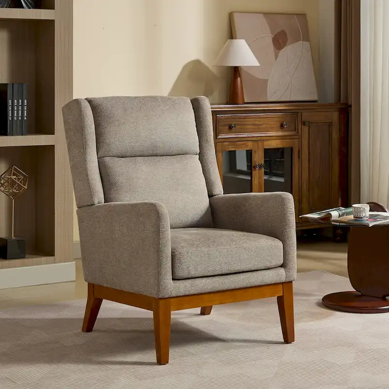 Taupe/Beige/Orange/Charcoal High Back Swivel Accent Chair, 1-Seat