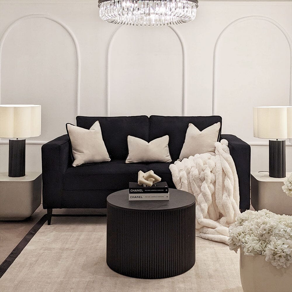 Black Round Wooden Coffee Table