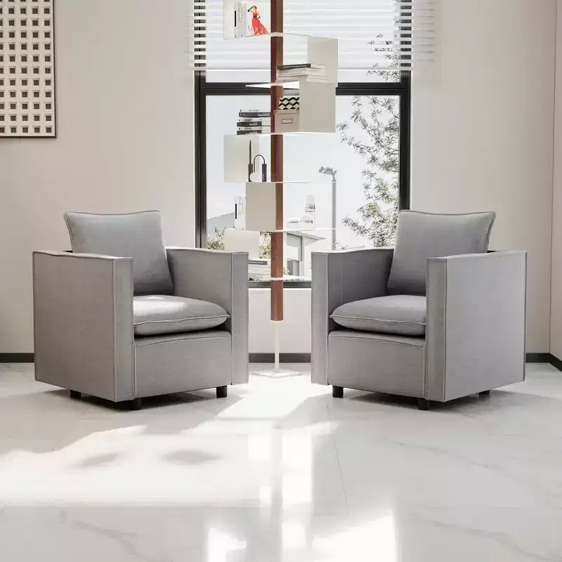 MAYEERTY Gray Single Sofa Chair Set of 2, Soft and Breathable Seat Cushion, Soft Armchair for Bedroom Reading Room