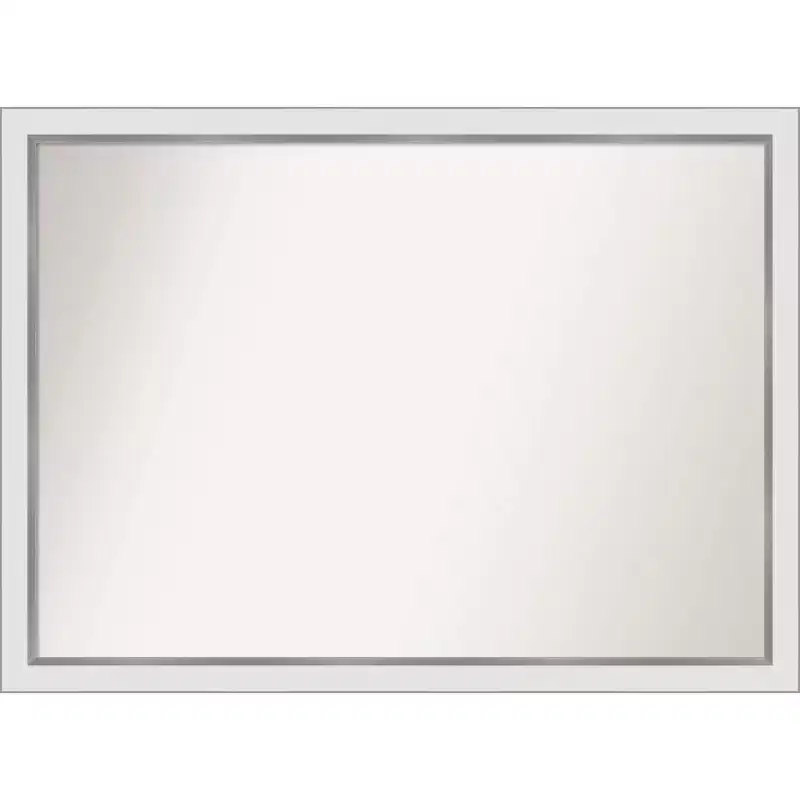 White/Silver Narrow Frame Rectangle Wall Mirror, 1-Person, 41 x 30