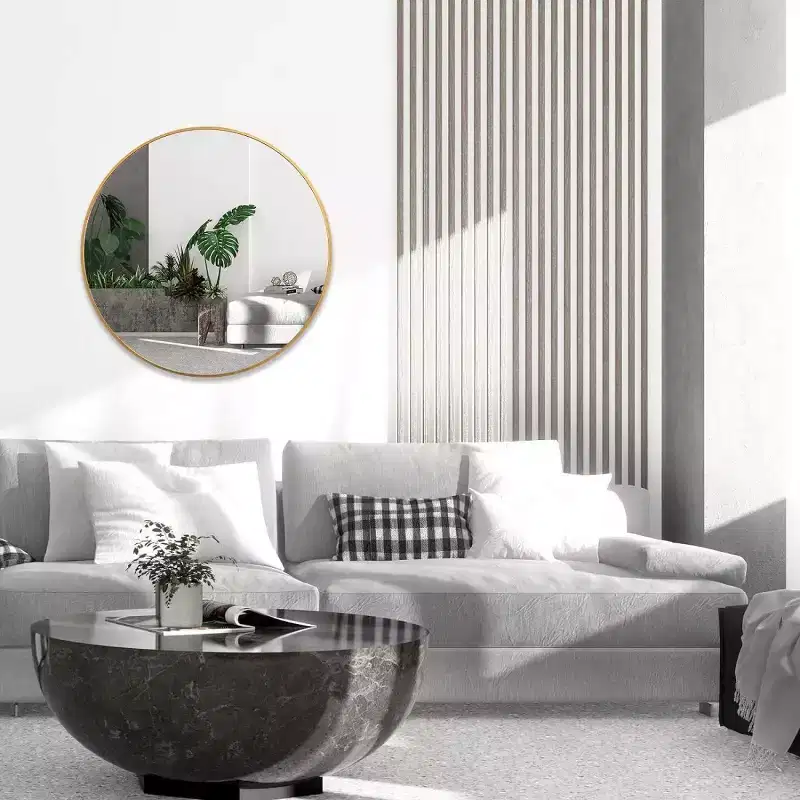 36 Large Round Wall Mirror, Modern Decorative Metal Circle Mirror for Living Room, Fireplace, Entryway - Panipeachy