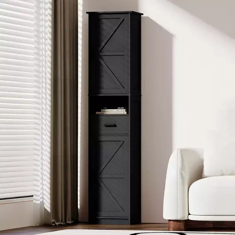 69 in. Tall Storage Cabinet with Drawer and Adjustable Shelves, Slim Freestanding Floor Cabinet