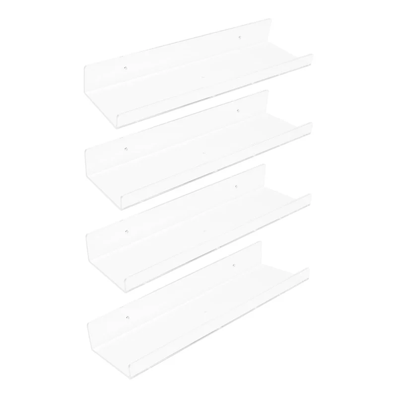 Acrylic Floating Shelves for Wall, Clear Acrylic Shelves for Bathroom Bedroom Living Room and Kitchen Room Wall Display Shelf