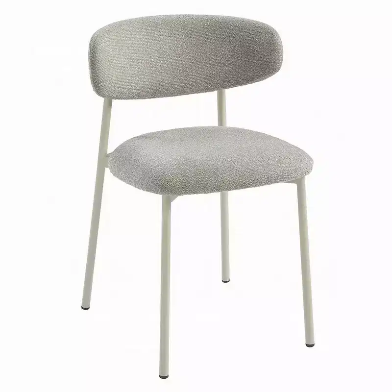 Royal Hampton Side Dining Chair Set of 2, Light Gray Fabric, White Metal Frame