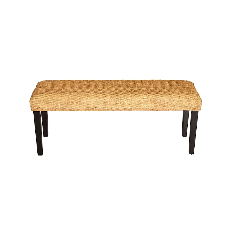 Valencia Solid Wood Natural Water Hyacinth Indoor Bench
