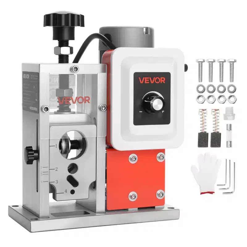 VEVOR Electric Wire Stripping Machine, 0.06-1.57 in, 400W Automatic Motorized Cable Stripper, 9.84 IPS (15 m/min) Wire Peeler with Blades, Silver