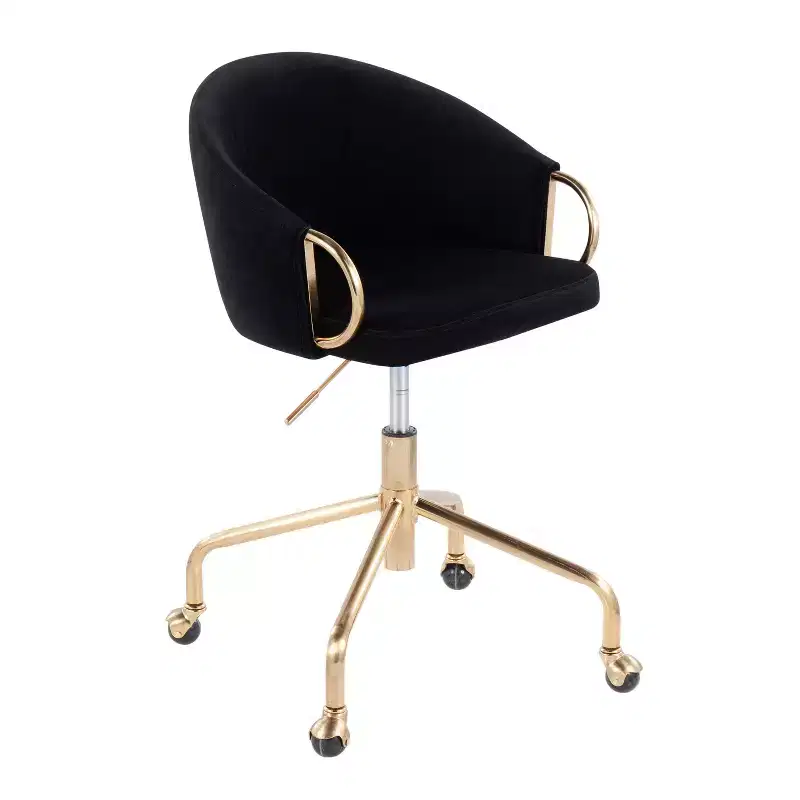 Black / Cream / Silver Velvet Task Chair, Swivel, Single Seat