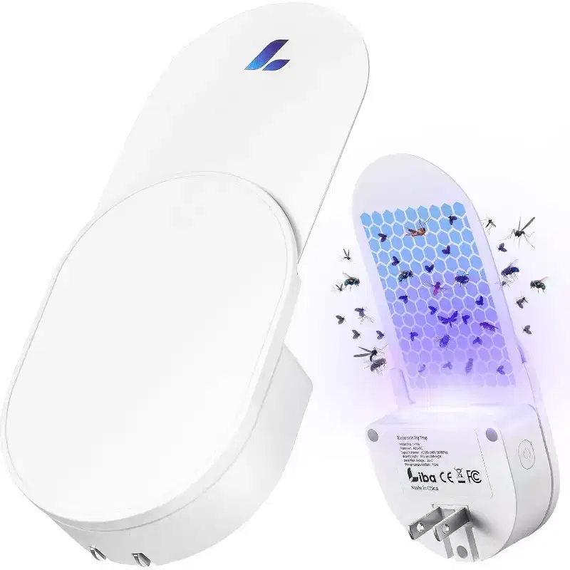 LiBa Fly Trap Indoor Plug-in UV Insect Catcher with 3 Glue Card Refills for Home & Office