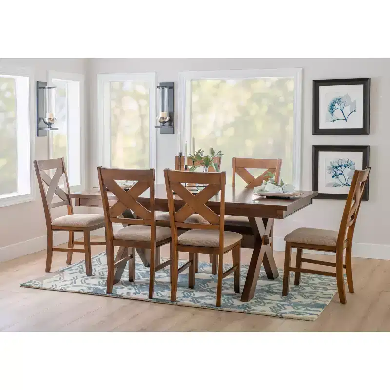 7pc Jackson X Back Chairs and Extendable Table Dining Set Dark Hazelnut - Powell