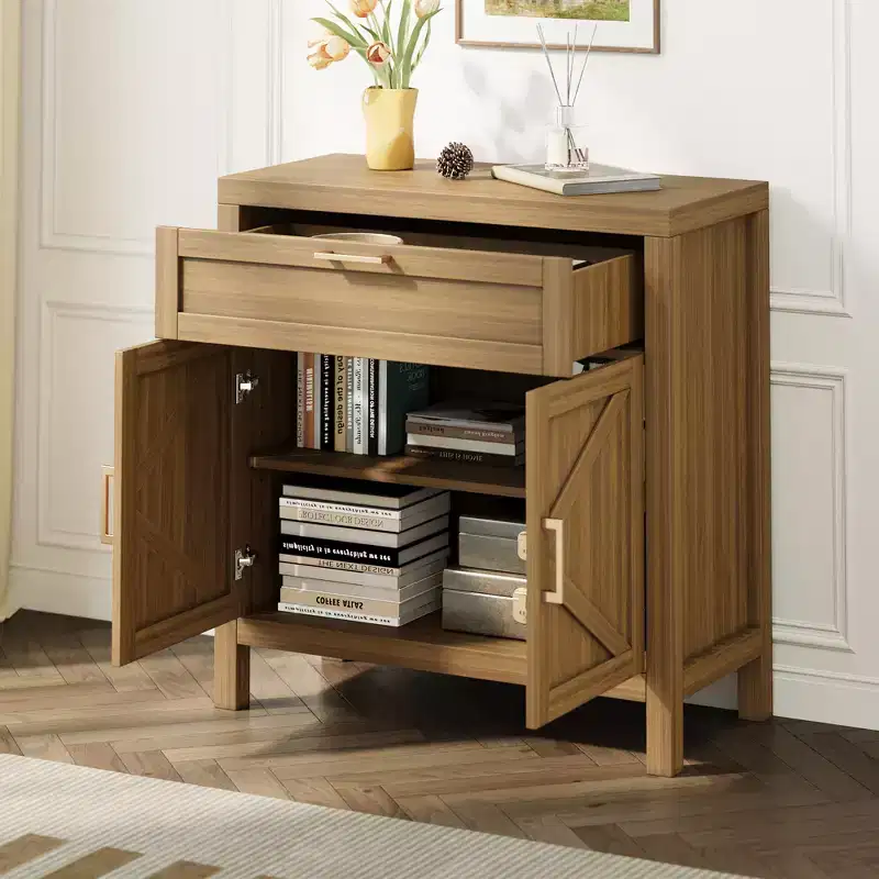 Farmhouse Buffet Sideboard Cabinet with Drawer, Adjustable Shelf Storage Console for Kitchen, Dining Room, Entryway or Coffee Bar