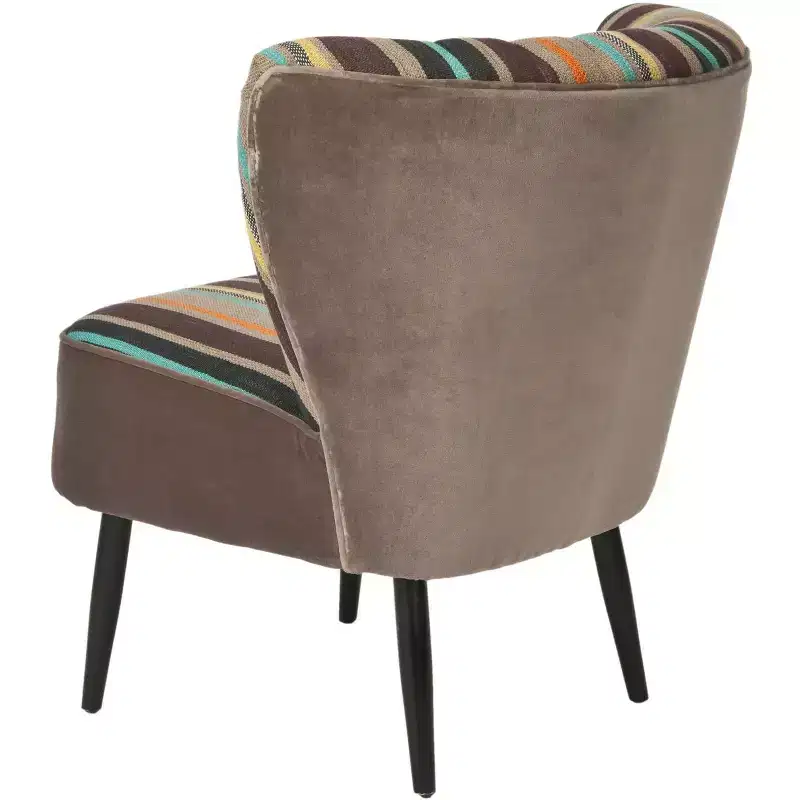Striped Upholstered Accent Chair, Armless, Seats 1