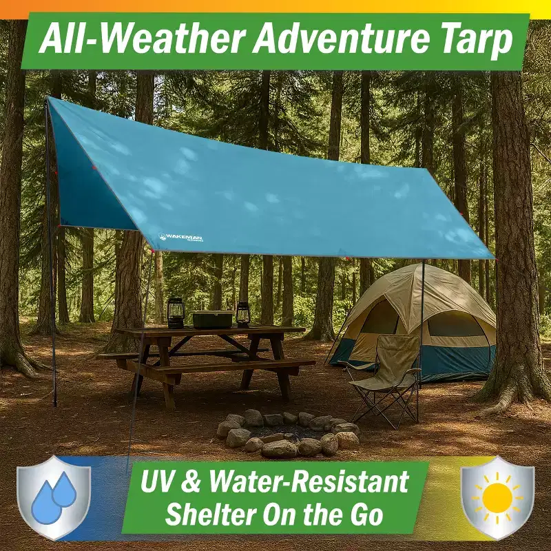 15 ft. x 12 ft. Portable Camping Tarp with Poles
