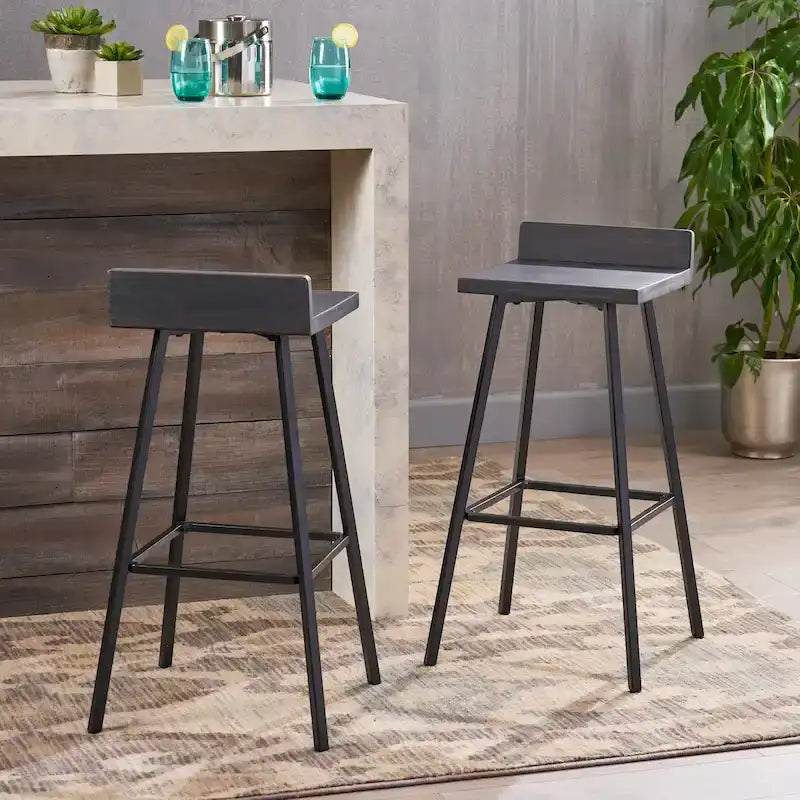 Bidwell Contemporary Indoor Acacia Wood Bar Stools (Set of 2) by Christopher Knight Home