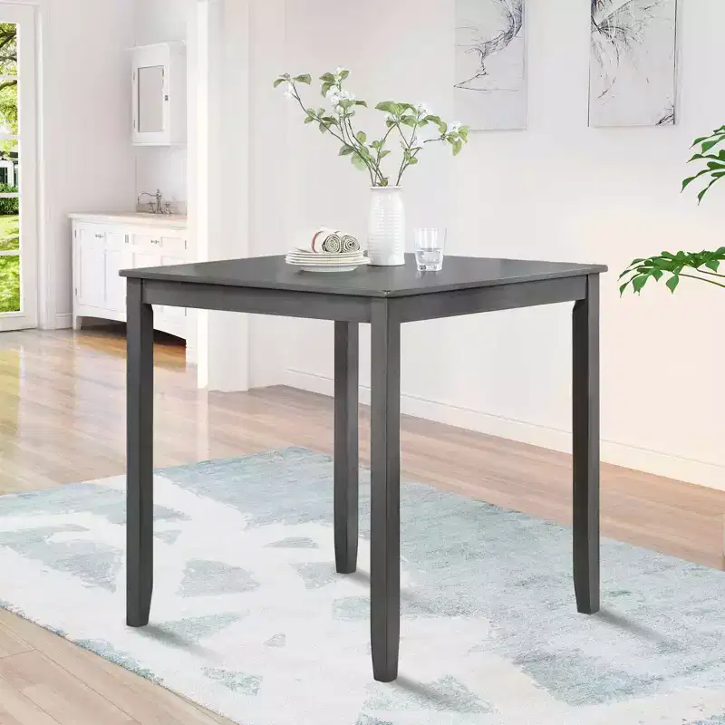 MAYEERTY Wooden Square Counter Height Dining Table, Gray Kitchen Table for Small Space Only The Table