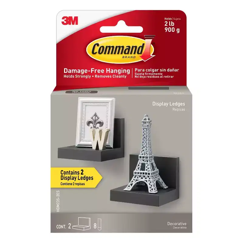 Command Set of 2 Damage-Free Hanging Display Ledges with 8 Medium Strips