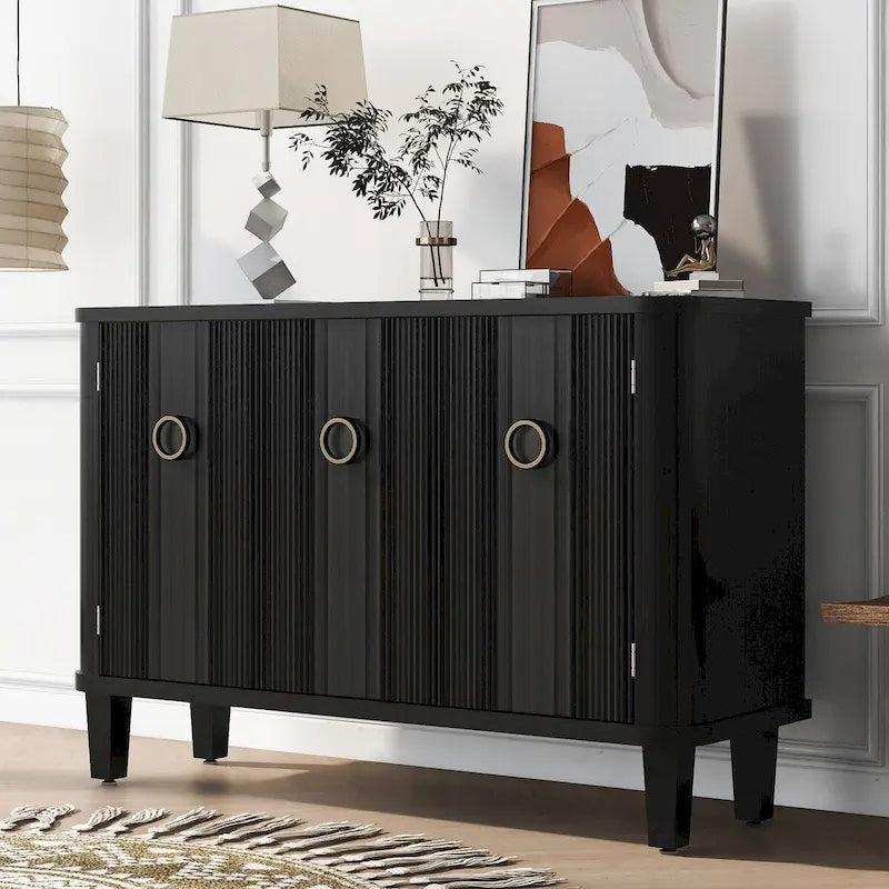 Black / White Three-Door Storage Cabinet with Adjustable Shelves for 1–2 Person