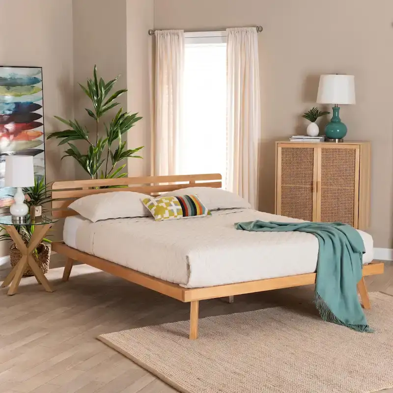 Rustic Brown Finished Wood Platform Bed