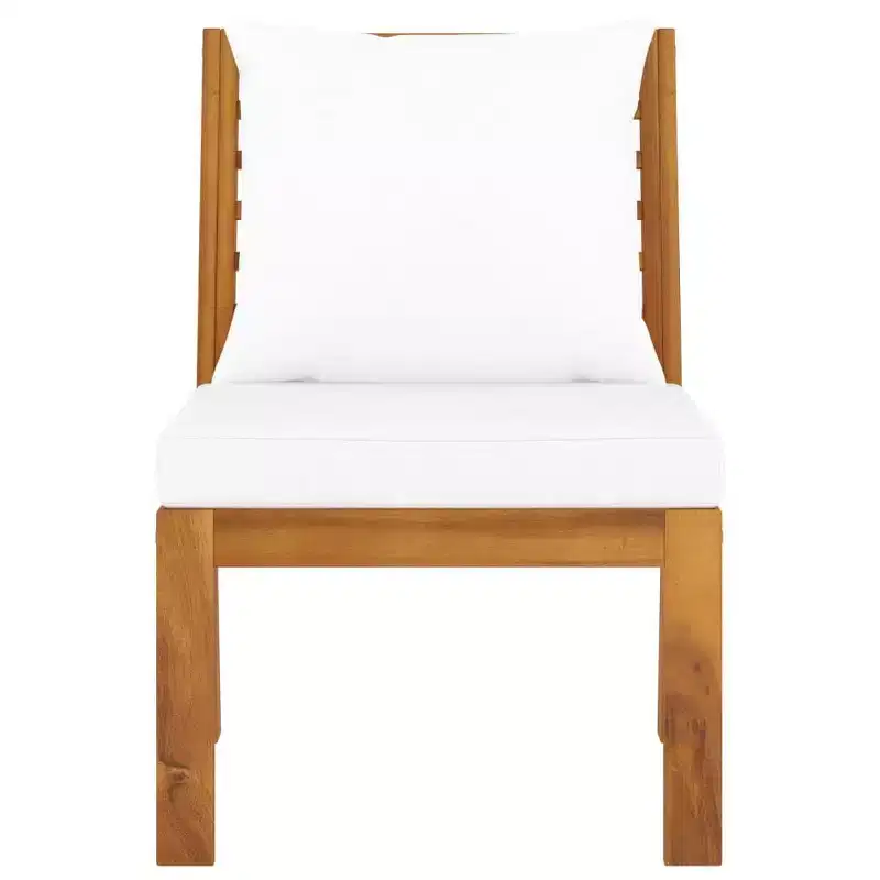vidaXL Sectional Middle Sofa Made of Solid Acacia Wood with Cream Cushion - Durable and Weather-Resistant - Adjustable for Inside/Outside Setup